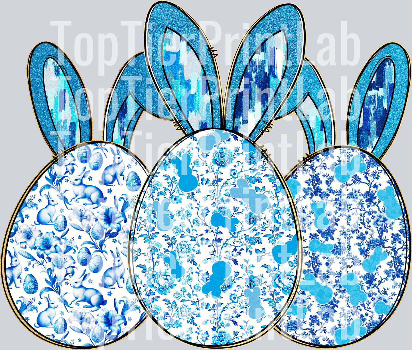 Easter Blue Floral Eggs