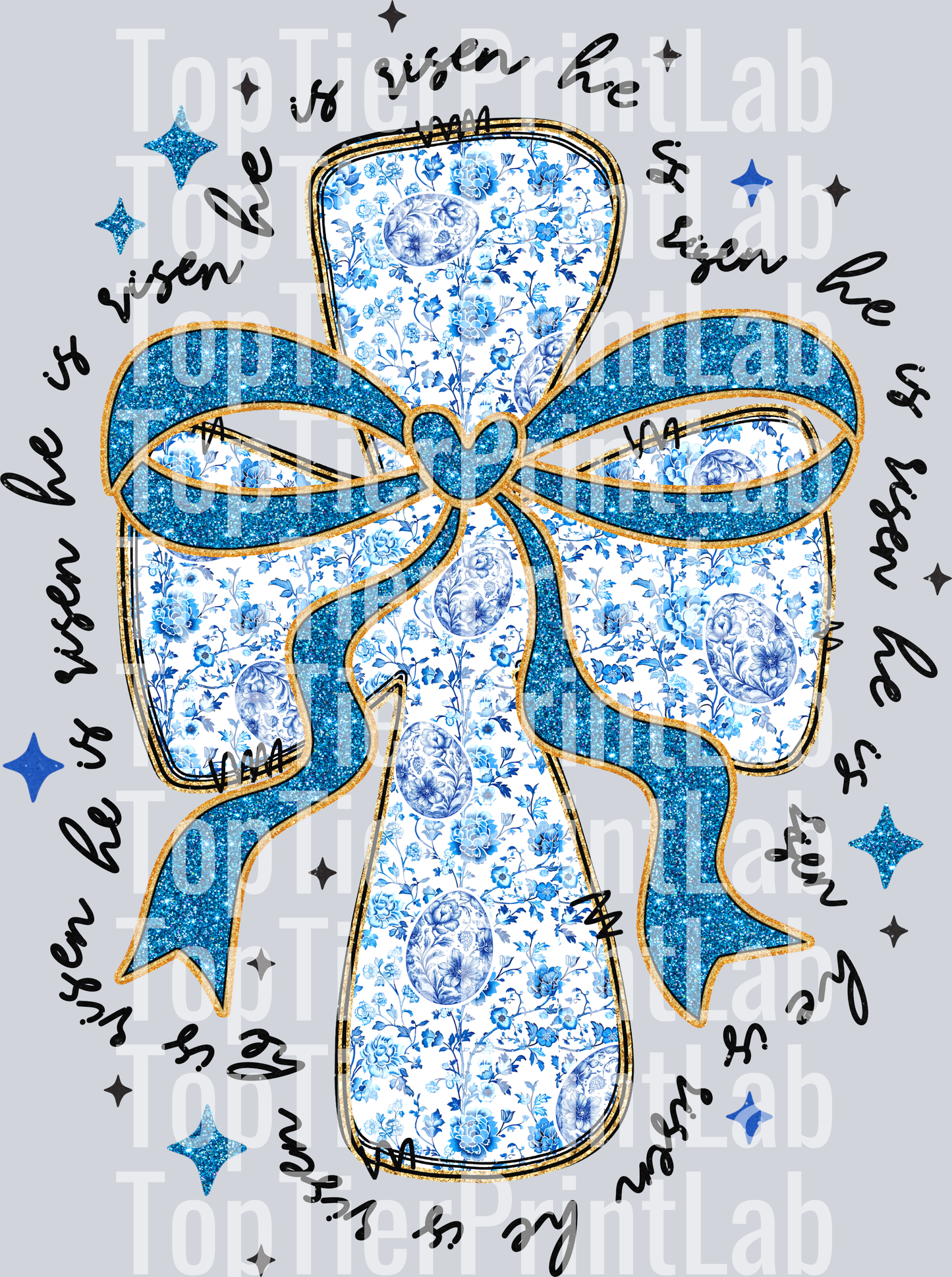 Easter Blue Floral Bow Risen