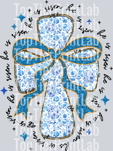 Easter Blue Floral Bow Risen
