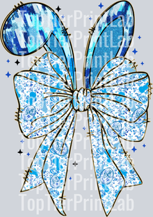 Easter Blue Floral Bow